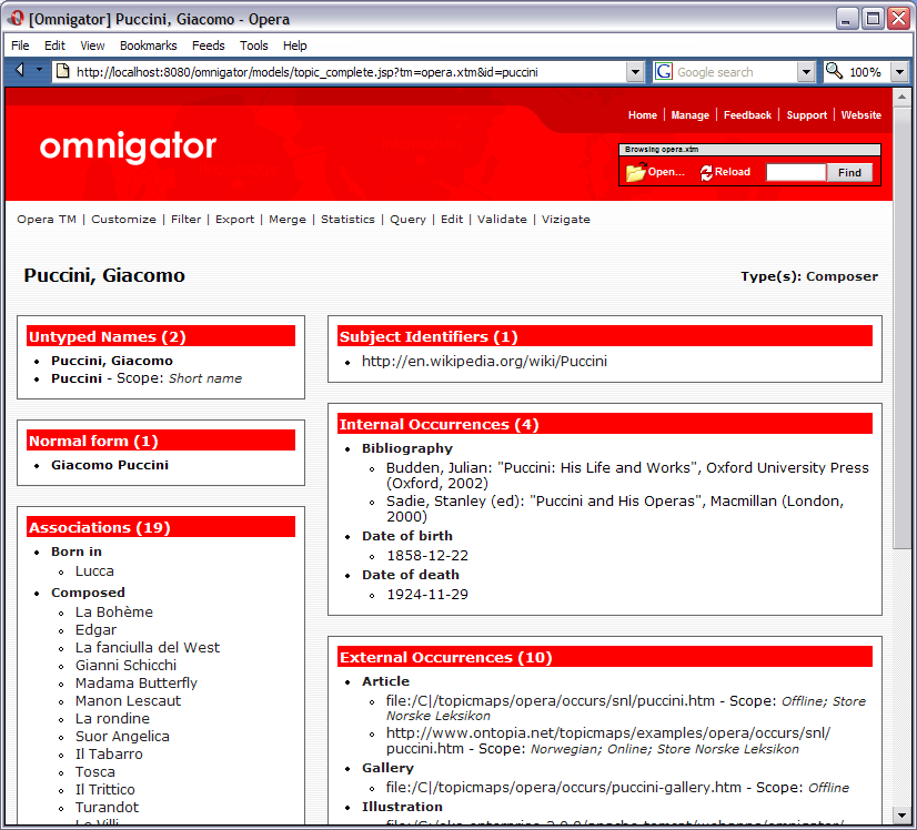 The Topic Page for topic 'Puccini' The Topic Page for topic Puccini
