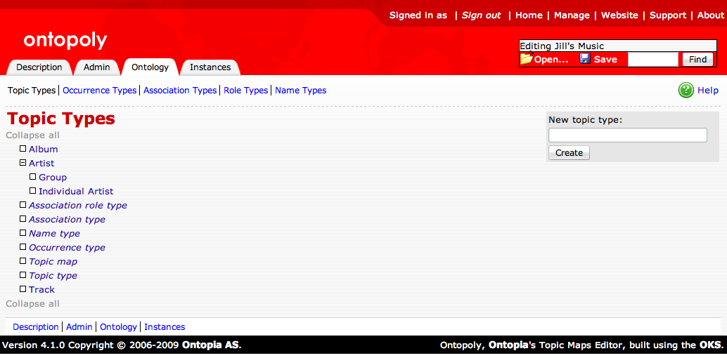 Topic Type Index Page with annotation enabled