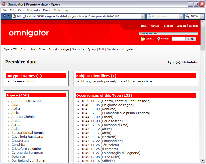 The Topic Page for occurrence type 'Première date' The Topic Page for occurrence type Première date
