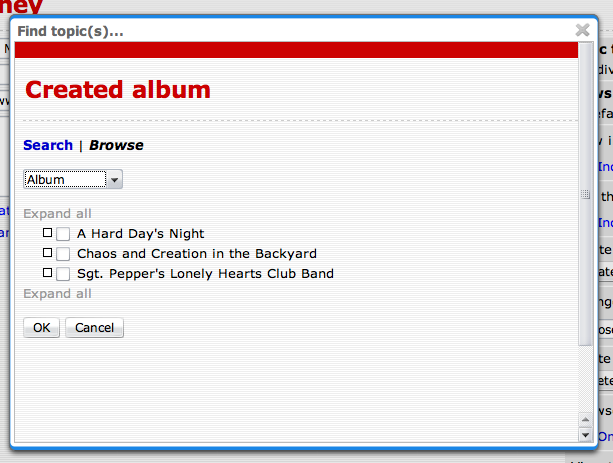 The browse dialog The browse dialog
