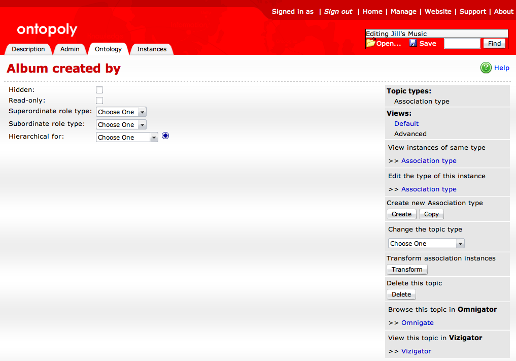 Association Type Configuration Page - advanced properties Association Type Configuration Page - advanced properties